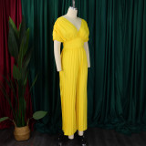 Sexy V Neck Solid Color Loose Jumpsuit GMLF-3302