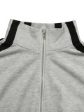 Sport Sweatshirt Stripe Patchwork Two Piece Pants Set AIL-292