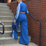 Sport Sweatshirt Stripe Patchwork Two Piece Pants Set AIL-292