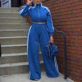 Sport Sweatshirt Stripe Patchwork Two Piece Pants Set AIL-292