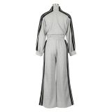 Sport Sweatshirt Stripe Patchwork Two Piece Pants Set AIL-292