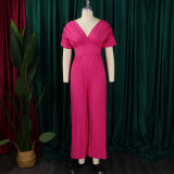 Sexy V Neck Solid Color Loose Jumpsuit GMLF-3302