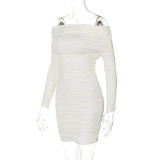 One Shoulder Pleated Mini Dress BLG-D4917529A