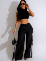 Stripe Patchwork Loose Straight Pants SH-391285