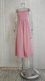 Plus Size Solid Color Sling Big Swing Maxi Dress GRST-24330