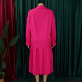 Plus Size Long Sleeve Irregular Shirt Dress GCZF-8581