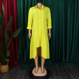 Plus Size Long Sleeve Irregular Shirt Dress GCZF-8581