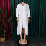 Plus Size Long Sleeve Irregular Shirt Dress GCZF-8581