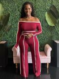 One Shoulder Long Sleeve Two Piece Pants Set GFDY-1315
