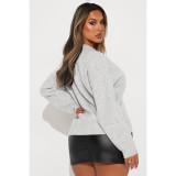 Fashion Lapel Solid Color Long Sleeve Knits Sweater ASL-6762