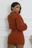 Solid Color Sling Vest Bandage Sweater Two Piece Skirt Set GDYF-6695