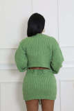 Solid Color Sling Vest Bandage Sweater Two Piece Skirt Set GDYF-6695