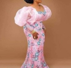 Plus Size Embroidery Puff Sleeve Maxi Dress GXYY-8264