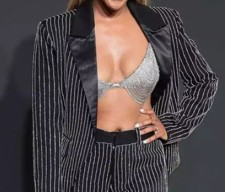 Plus Size Stripe Blazer Coat Loose Pants Suit GXYY-8260