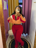 Colorblocked Zipper Cardigan Leggings Sweatsuit Suit SFY-545