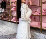 Plus Size Lace Lace Tie Shirt Dress GXYY-8173