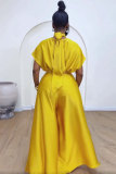 Plus Size Satin Tied Fly Sleeve Wide Leg Two Piece Set NY-10920