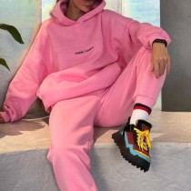 Letter Print Long Sleeve Hooded Casual Pants Suit YMZY-19873