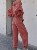 Hooded Sweatshirt Coat Pants Solid 2 Piece Set YMZY-1939