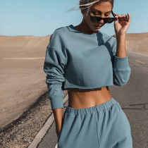 Casual Loose Solid Color Two Piece Pants Set YMZY-0907