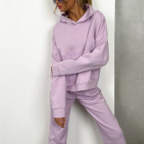 Hooded Pockets Sweatshirt Two Piece Pants Set YMZY-1071
