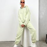 Hooded Pockets Sweatshirt Two Piece Pants Set YMZY-1071
