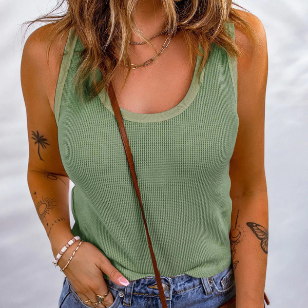 Sleeveless Solid Color Knits Tank Tops YMZY-0026
