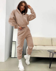 Long Sleeve Hooded Sport Two Piece Pants Set YMZY-11206