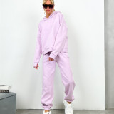 Hooded Pockets Sweatshirt Two Piece Pants Set YMZY-1071