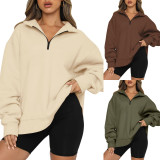 Long Sleeve Zipper Patchwork Sweatshirt Tops YMZY-11505