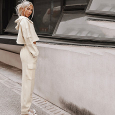 Sport Hooded Long Sleeve Casual Two Piece Pants Set YMZY-8033
