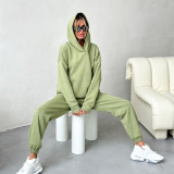 Hooded Pockets Sweatshirt Two Piece Pants Set YMZY-1071