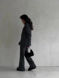 Casual Half-zip Lapel Knit Two Piece Pants Suit YMZY-82705