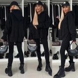 Print Loose Hooded Sweatshirt Two Piece Pants Set YMZY-80070