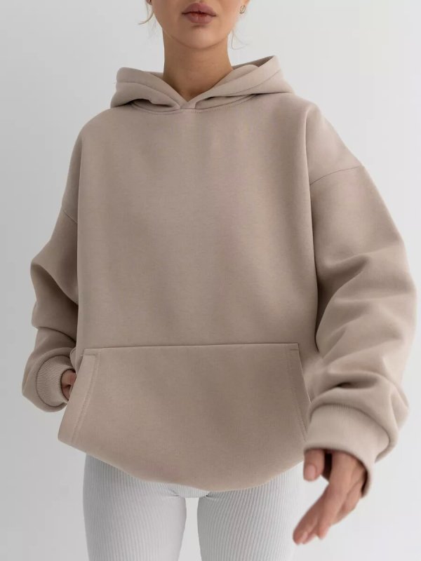 Solid Color Loose Hooded Sweatshirt YMZY-61901
