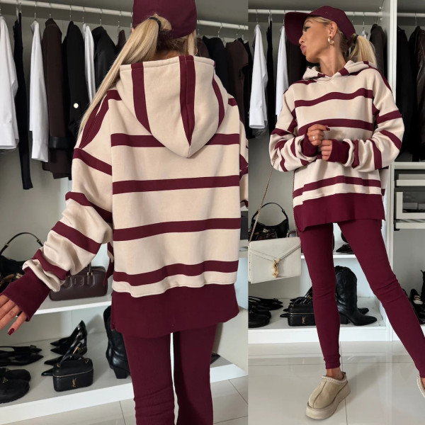 Print Loose Hooded Sweatshirt Two Piece Pants Set YMZY-80070
