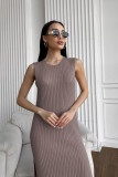 Solid Color Sleeveless Split Maxi Dress YMZY-11819
