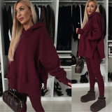 Print Loose Hooded Sweatshirt Two Piece Pants Set YMZY-80070