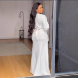 Plus Size V Neck Split Maxi Dress NY-3301