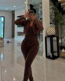 Fashion Long Sleeve Shorts Coat And Jumpsuit 2 Piece Set TK-6329