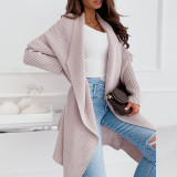 Drop Shoulder Long Sleeve Cardigan Long Sweater Coat GDAM-7191