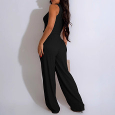 Solid Color Sleeveless Tops And Pants 2 Piece Set AIL-290