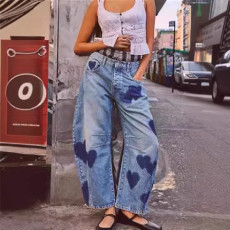 Casual Loose Love Wash Jeans GKNF-849