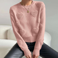 Peach Heart Sweater Pullover Long Sleeve Top GDAM-1021