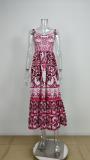 Plus Size Fashion Print Sling Big Swing Maxi Dress GHHE-25058
