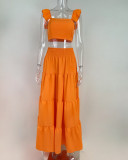 Plus Size Solid Sleeveless Big Swing Sling Maxi Dress GHHE-8114
