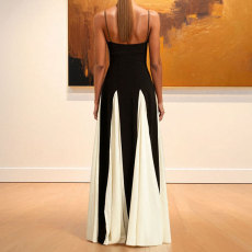 Plus Size Sexy Color Block Backless Sling Maxi Dress GHHE-28457