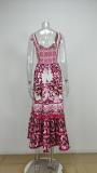 Plus Size Fashion Print Sling Big Swing Maxi Dress GHHE-25058