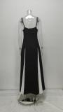 Plus Size Wrap Chest Color Block Backless Maxi Dress GHHE-28986