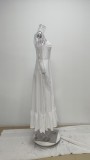 Plus Size Solid Color Sling Big Swing Maxi Dress GHHE-28341
